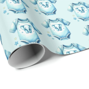 Papier Cadeau Baby shower carrelé mignon pour garçons