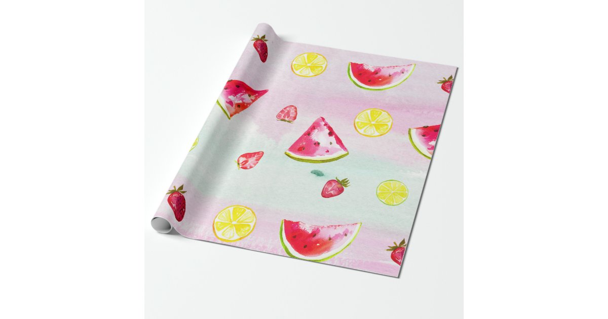 Papier Cadeau Baby shower coloré mignon de fruit d'été ...