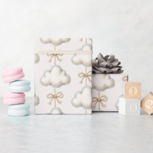 Papier Cadeau Baby Shower Cream Blue Cloud Nine