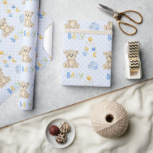 Baby shower d'aquarelle bleu Teddy Bear