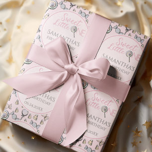 Papier Cadeau Baby shower de bonbons rose Doux Little One