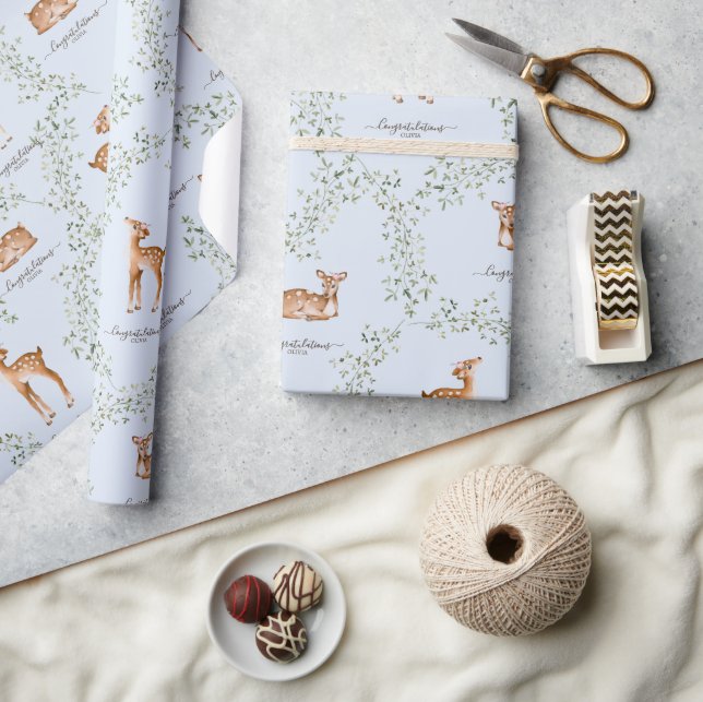 Papier Cadeau Baby shower de cerfs de bois (Artisanat)