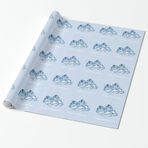 Papier Cadeau Baby shower de Chaussures Bleues Cute