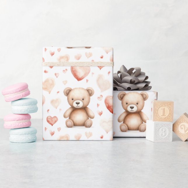 Papier Cadeau Baby shower de coeur doux et mou en peluche (Baby Shower)