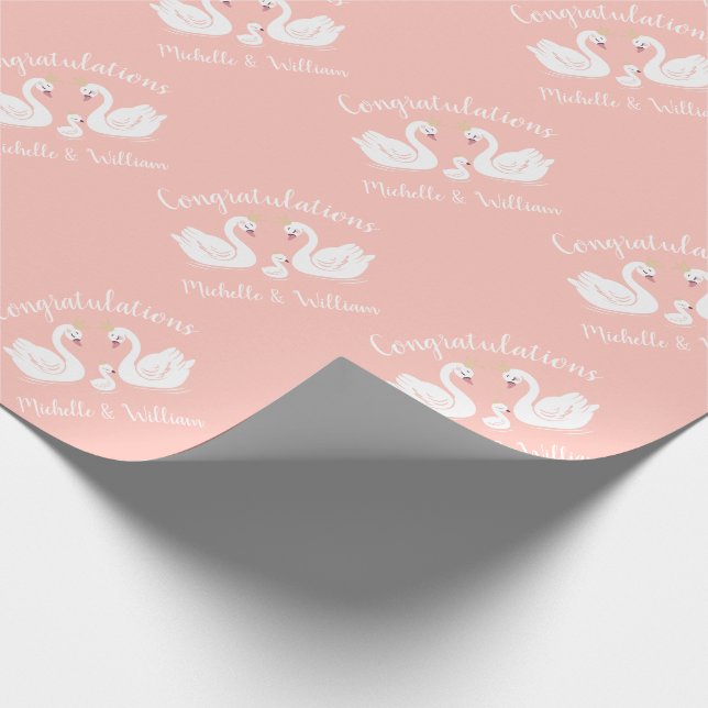 Papier Cadeau Baby shower de cygne (Coin)