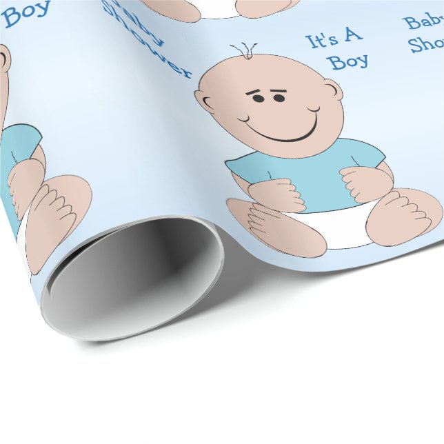 Papier Cadeau Baby shower de garçon personnalisé (Coin rond)