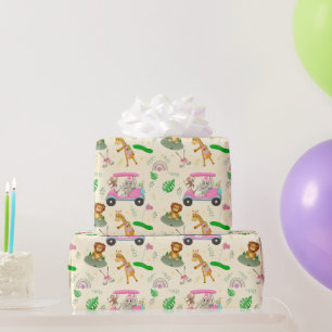 Papier Cadeau Baby Shower de golf avec des bébés animaux de la j