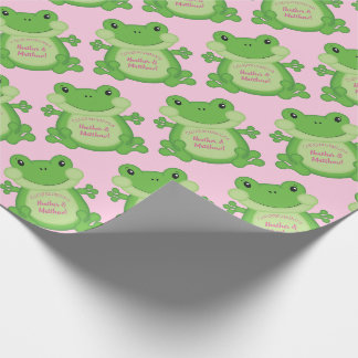 Papier Cadeau Baby shower de grenouille rose