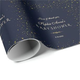 Papier Cadeau Baby shower de nuit Whimsical Gold Starry
