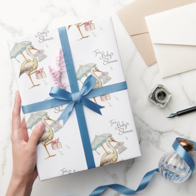 Papier Cadeau Baby shower de ruban Fleur sauvage Stork (Cadeaux)