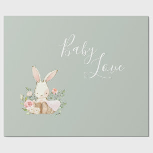 Papier Cadeau Baby shower de script Sage Green Baby Love