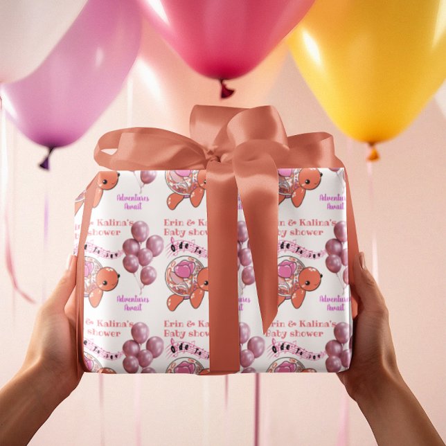 Papier Cadeau Baby shower de tortue mignonne Personnalisé (Créateur téléchargé)