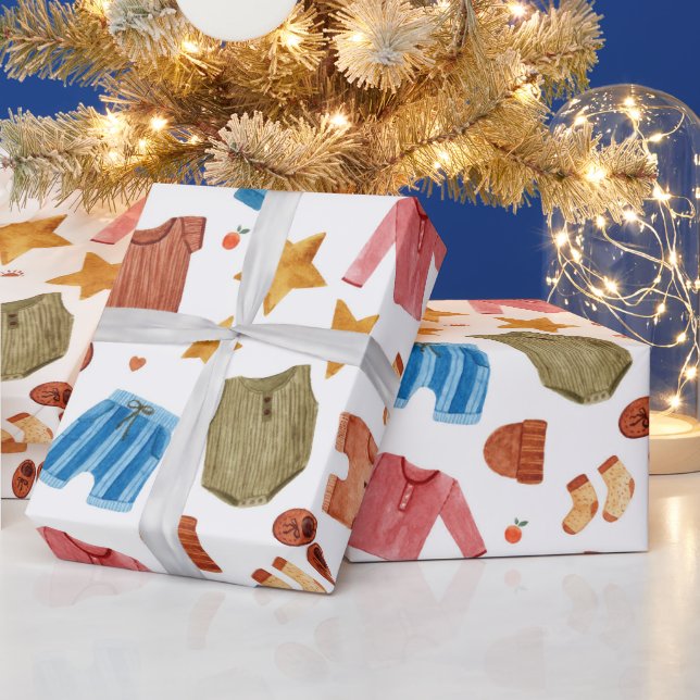 Papier Cadeau Baby shower de vêtements pour bébés nouveau-nés Bo (Vacances)