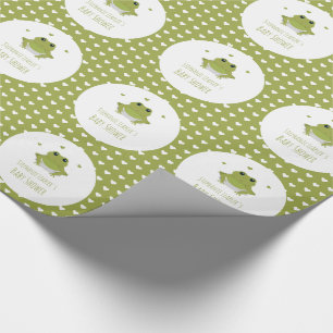 Papier Cadeau Baby shower des Coeurs de grenouilles vertes