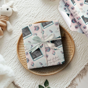 Papier Cadeau baby shower échographique "Peek-A-Boo"
