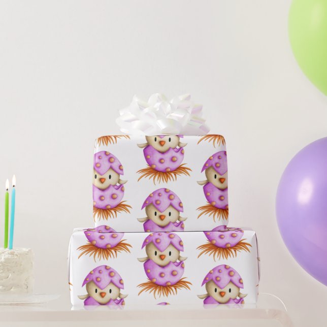 Papier Cadeau Baby shower fille d'éclosion d'oiseaux rose mignon (Cadeaux de fête)