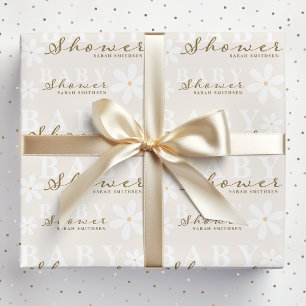 Papier Cadeau Baby Shower Fille ou Garçon Jardin de Marguerites