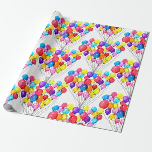 Papier Cadeau BABY SHOWER FILLE Rainbow BALLOON Aquarelle
