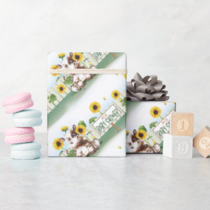 Papier Cadeau Baby shower fille tournesol vache