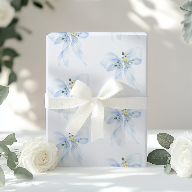 Papier Cadeau Baby shower Fleur sauvage à fleurs à cou bleu (Créateur téléchargé)