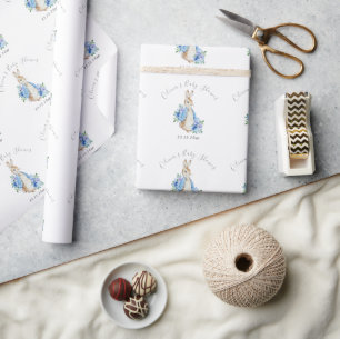 Papier Cadeau Baby shower garçon Blue Peter Rabbit