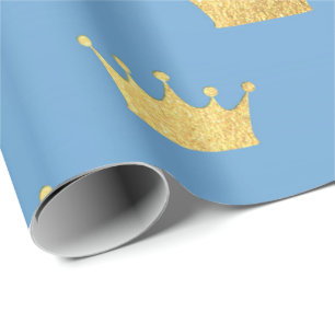 Papier Cadeau Baby shower Garçon Golden Crown Blue Vip