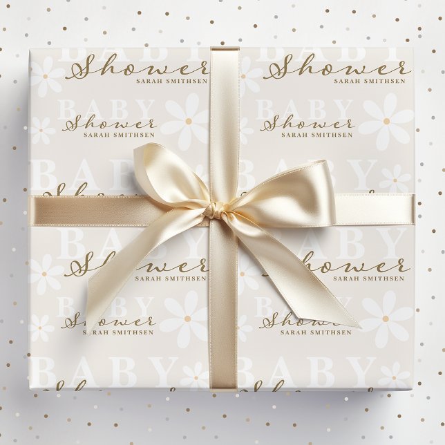 Papier Cadeau Baby shower Jardin Daisy Neutre hommes (Créateur téléchargé)