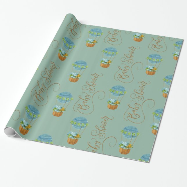 Papier Cadeau Baby shower joli Eléphant (Déroulé)