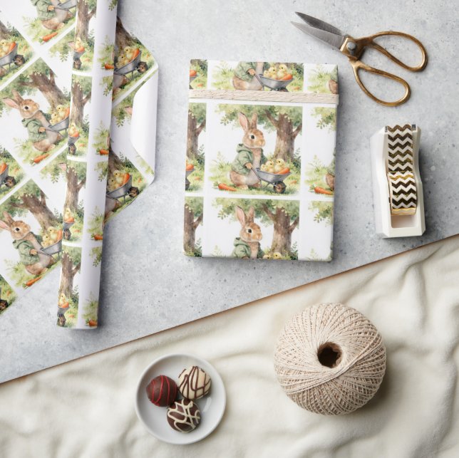 Papier Cadeau Baby Shower Lapin de Bois (Artisanat)