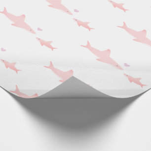Papier Cadeau Baby shower mignon du blanc de rose de requins