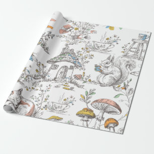 Papier Cadeau Baby-Shower Mignon en Milieu Forestier