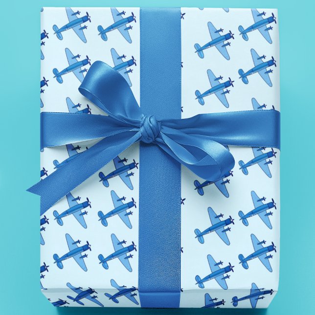 Papier Cadeau Baby shower Motif d'avion bleu (Créateur téléchargé)