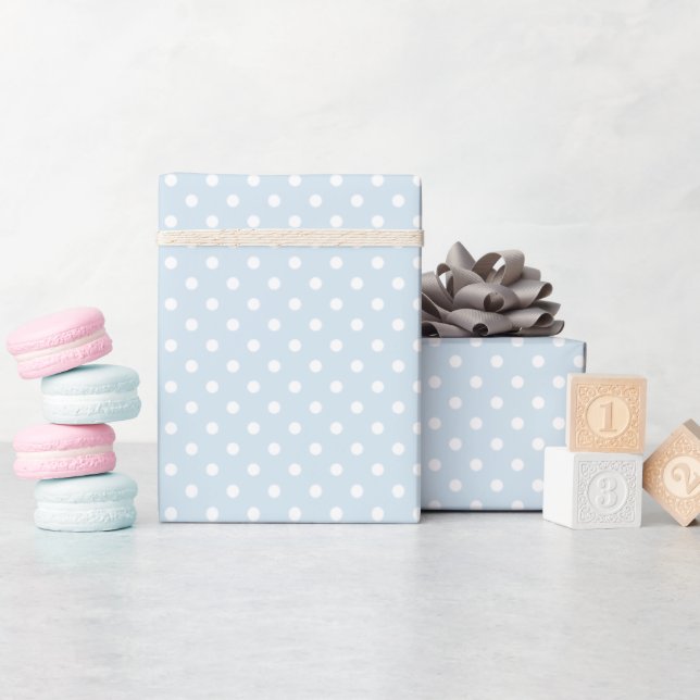 Papier Cadeau Baby shower Motif simple à points bleus (Baby Shower)