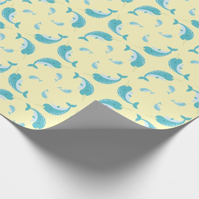 Papier Cadeau Baby shower Narval (Coin)