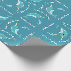 Papier Cadeau Baby shower Narwhal Jaune Genre Baleine Neutre