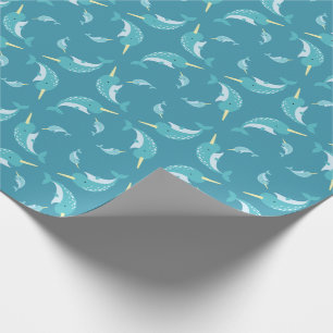Papier Cadeau Baby shower Narwhal Jaune Genre Baleine Neutre