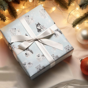 Papier Cadeau Baby Shower Noël Hiver Animaux Arctiques