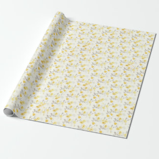 Papier Cadeau Baby shower nuptial floral jaune