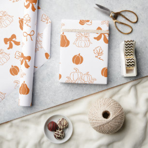 Papier Cadeau Baby shower orange petit Citrouille