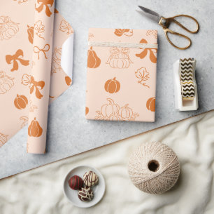 Papier Cadeau Baby shower orange petit Citrouille
