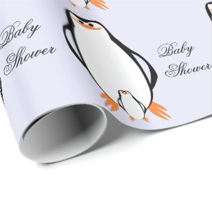 Papier Cadeau Baby shower personnalisé Penguin Design