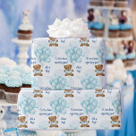 Papier Cadeau Baby shower Personnaliser Texte & Nom Teddy Bear B<br><div class="desc">Baby shower Personnaliser le texte et le nom Teddy Bear Boy Wrapper Papier</div>