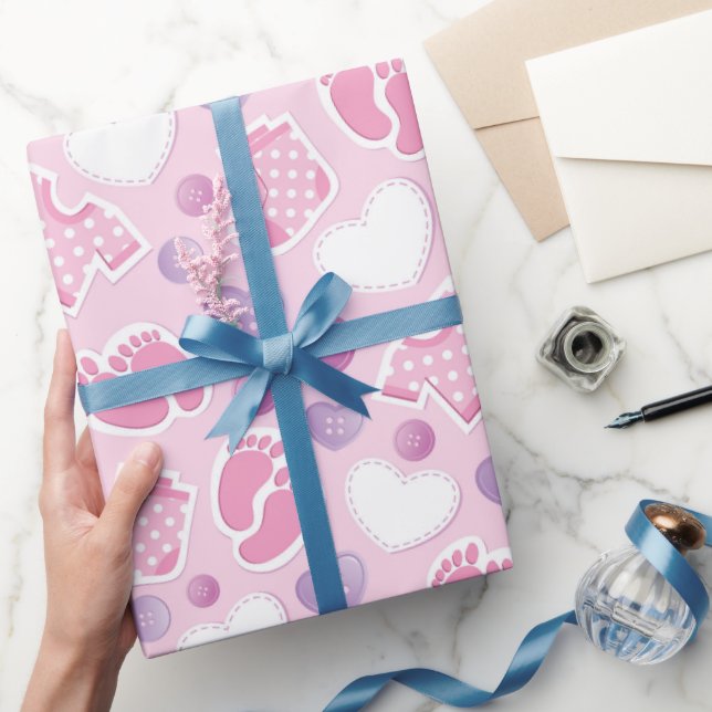 Papier Cadeau Baby shower rose (Cadeaux)