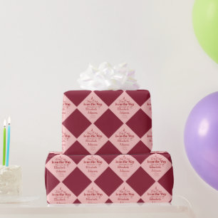 Papier Cadeau Baby-Shower Rose Et Rouge "A Tini One"