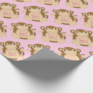 Papier Cadeau Baby shower singe rose