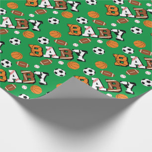 Papier Cadeau Baby shower sportif Co-ed Green Genre Neutre