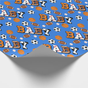 Papier Cadeau Baby shower sportif Co-ed Theme Boy Blue