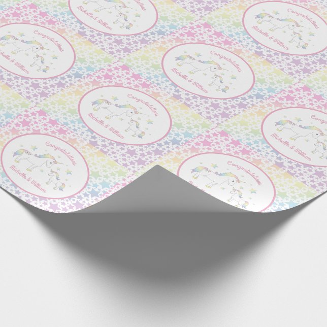 Papier Cadeau Baby shower Unicorne Rainbow Pastel (Coin)