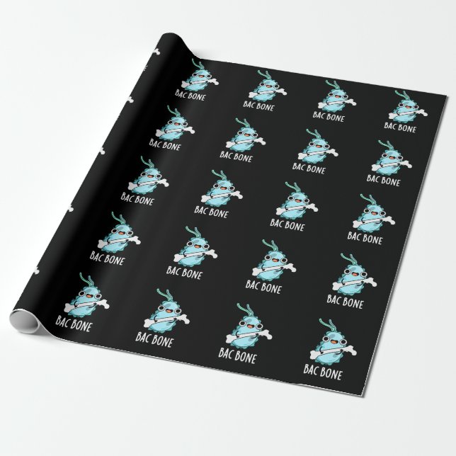 Papier Cadeau Bac Bone Funny Bacteria Pun Dark BG (Déroulé)
