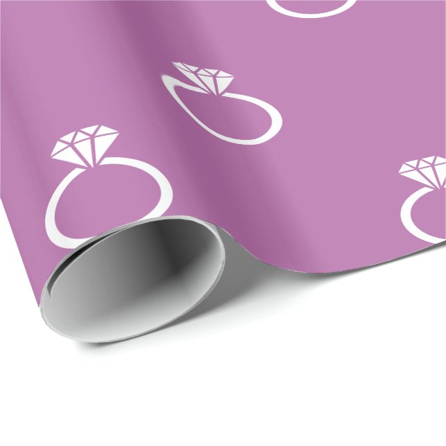 Papier Cadeau Bagues de fiançailles blanches sur orchidée radieu (Coin rond)